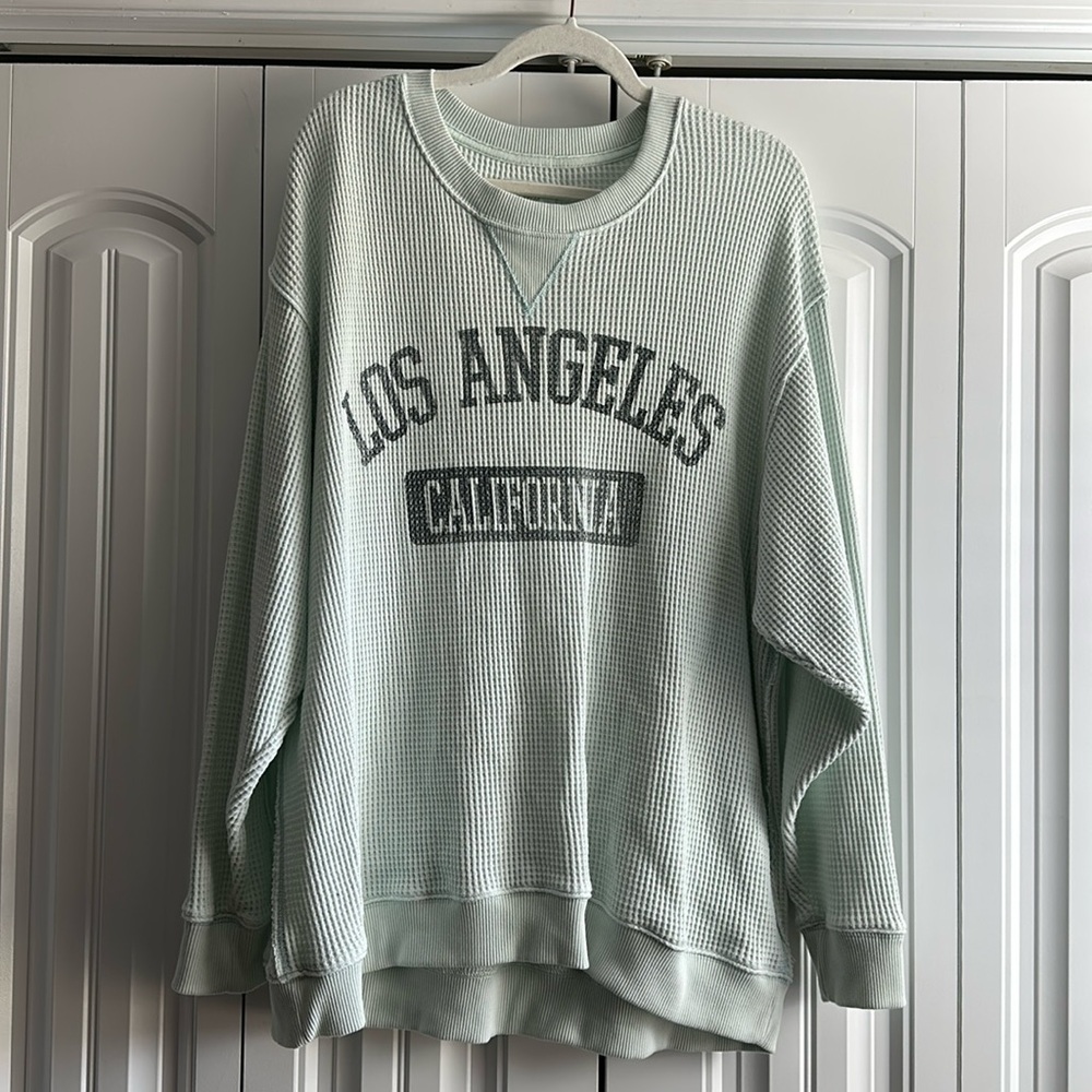 WOMENS AERIE THE SWEAT WAFFLE CREW NECK SWEATSHIRT